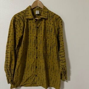 Vintage Remote Control Seattle Space Needle Long Sleeve Button Up Shirt Gold-M